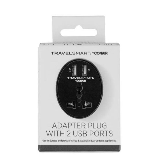 Travel Smart by Conair EU Adapter Plug with Outlet and 2 USB Ports - Picture 9 of 12